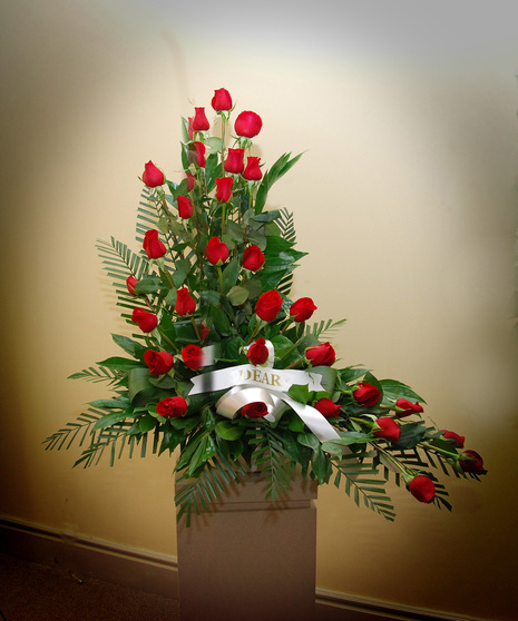 Memorial Arrangement - Red Roses