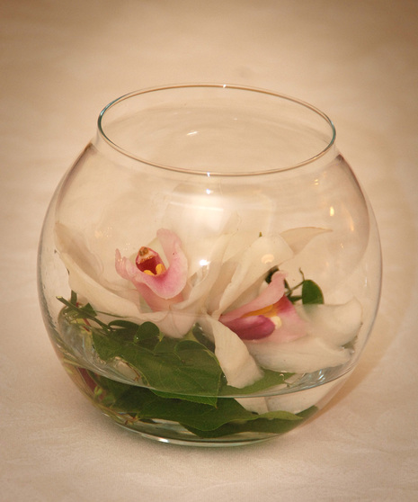 Orchids in Glass Bowl