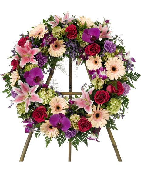 Pink Purple Flowers - Standing Wreath