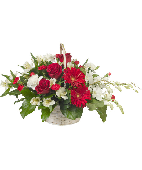 Red White Flowers - Basket