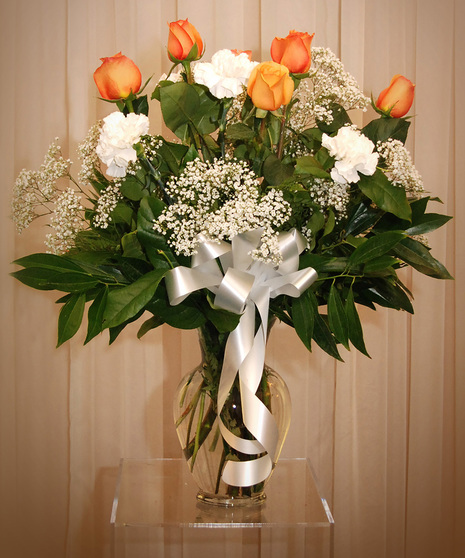 Vase Arrangement - Roses and Carnations