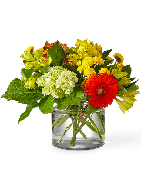 Autumn Flowers Arranged in a Glass Vase