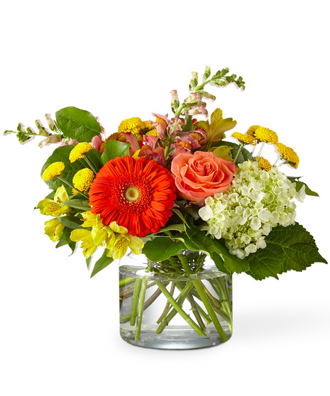 Autumn Flowers Arranged in a Glass Vase