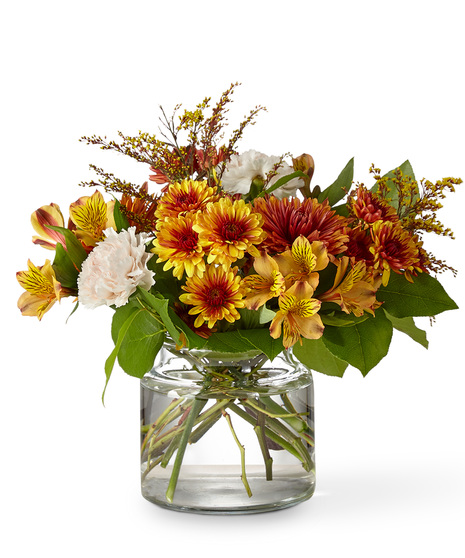 Romantic Fall Flowers in a Glass Vase