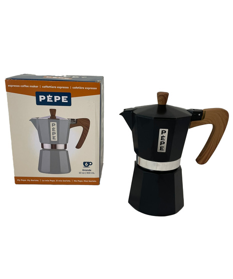 Large Pepe Moka espresso coffee maker available in red, blue cream and black