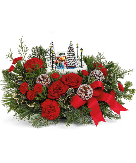 Thomas Kinkade's keepsake Christmas flower arrangement