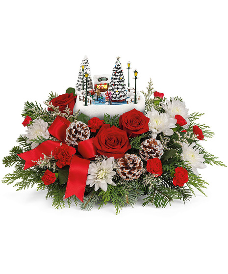 Thomas Kinkade's keepsake Christmas flower arrangement