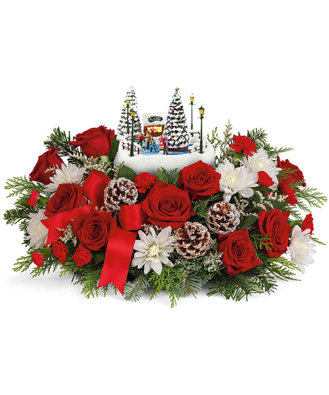 Thomas Kinkade's keepsake Christmas flower arrangement