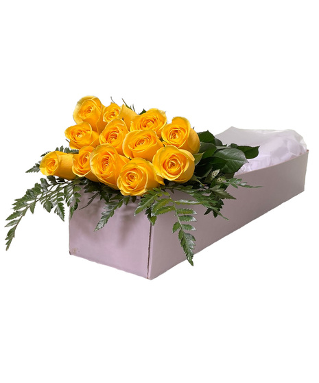 12, 18 or 24 Yellow Roses in a Gift Box